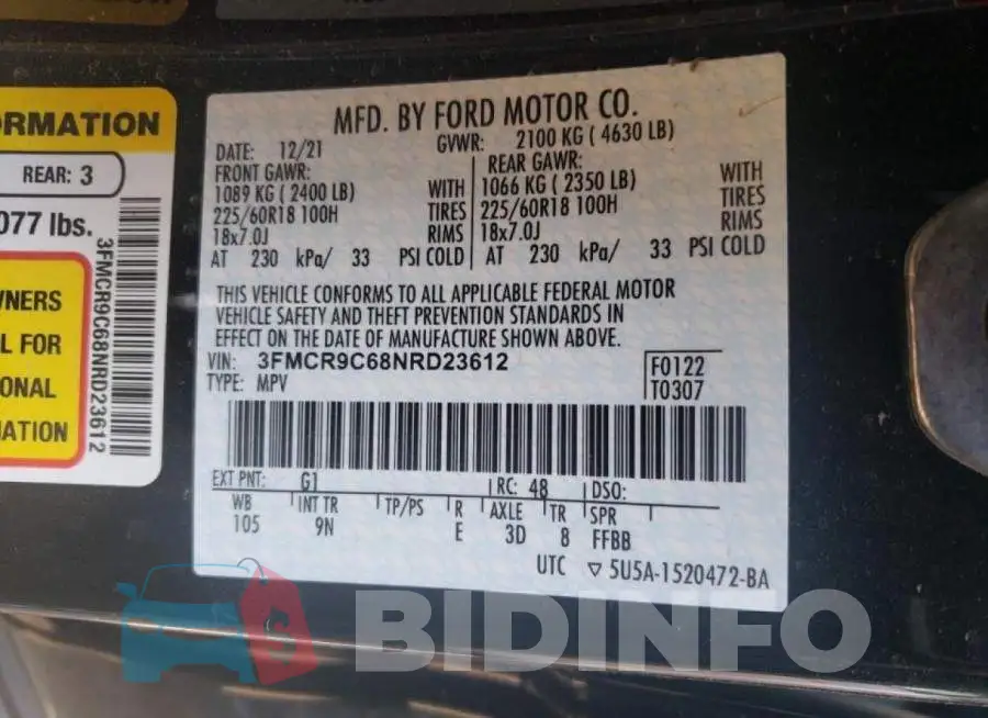 3FMCR9C68NRD23612 Photo# 10