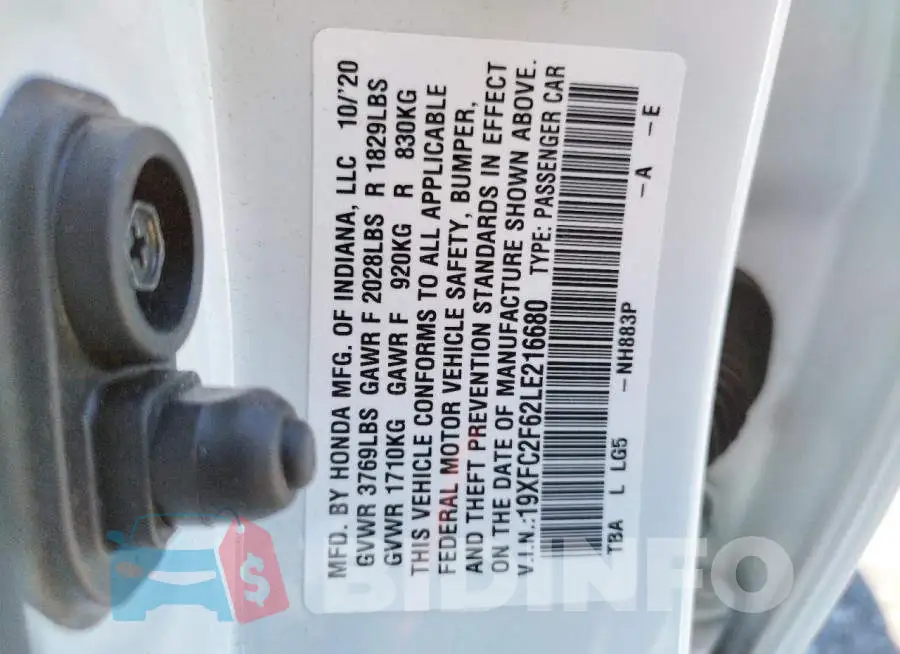 19XFC2F62LE216680 Photo# 10