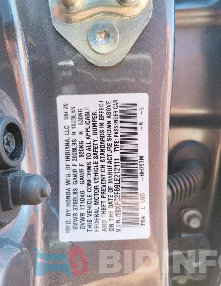 19XFC2F69LE212111 Photo# 10