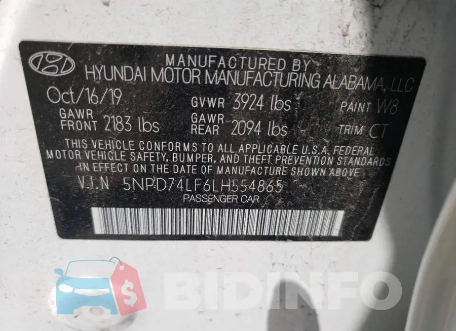 5NPD74LF6LH554865 Photo# 10