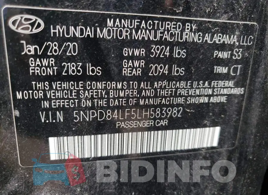5NPD84LF5LH583982 Photo# 10