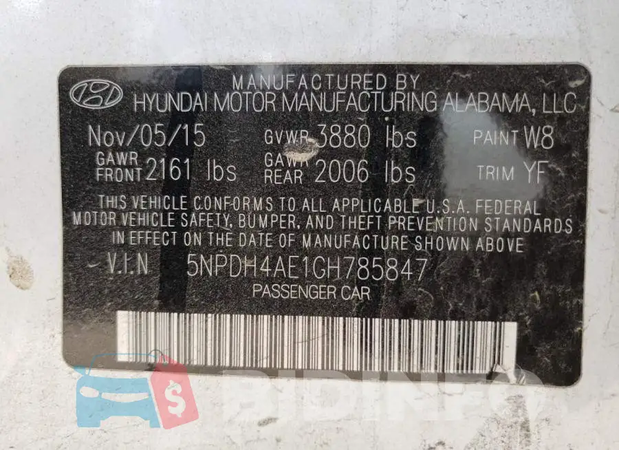 5NPDH4AE1GH785847 Photo# 10