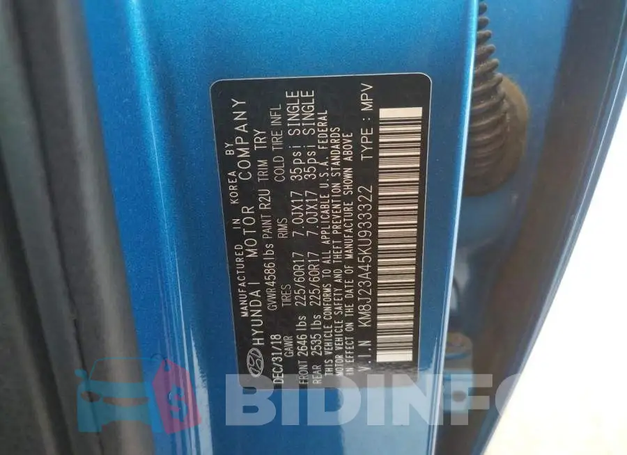 KM8J23A45KU933322 Photo# 10