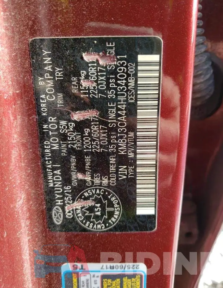 KM8J3CA44HU340931 Photo# 10