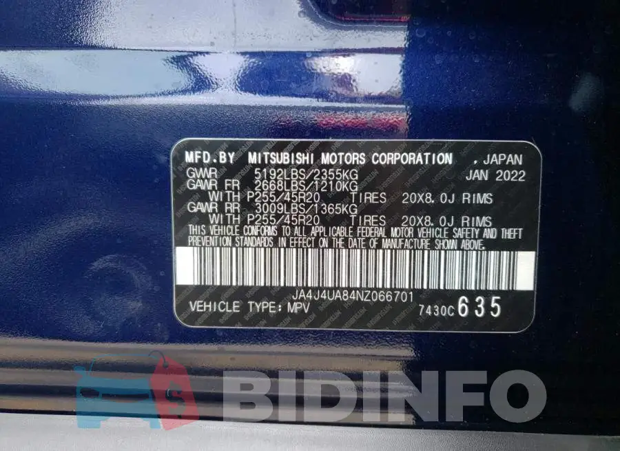 JA4J4UA84NZ066701 Photo# 10