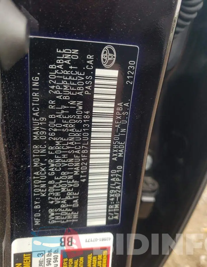 4T1D21FB7LU013184 Photo# 10