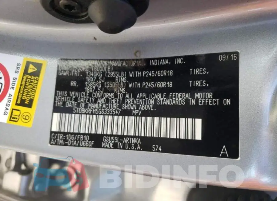 5TDBKRFH5GS333547 Photo# 10
