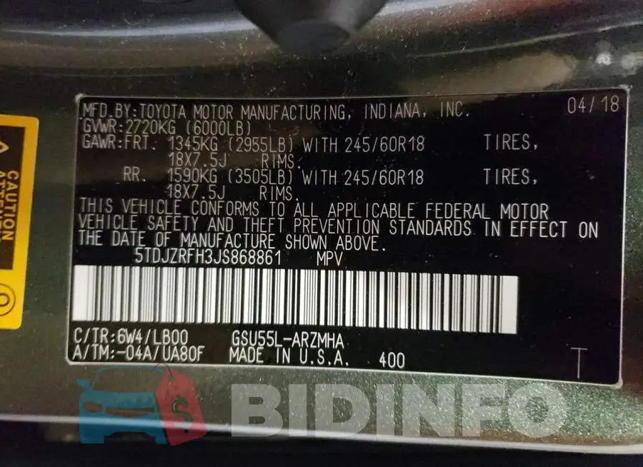 5TDJZRFH3JS868861 Photo# 10