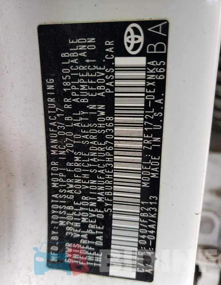 5YFBURHE3HP670368 Photo# 10