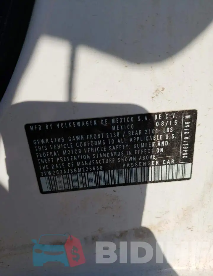 3VW267AJ8GM226668 Photo# 10