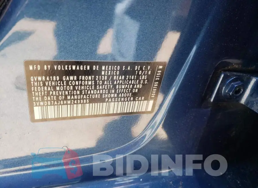 3VWDB7AJ6HM249985 Photo# 10
