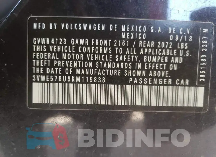 3VWE57BU9KM115838 Photo# 10