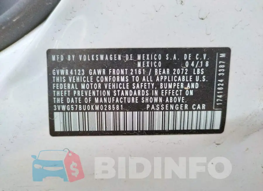 3VWG57BU0KM028581 Photo# 10