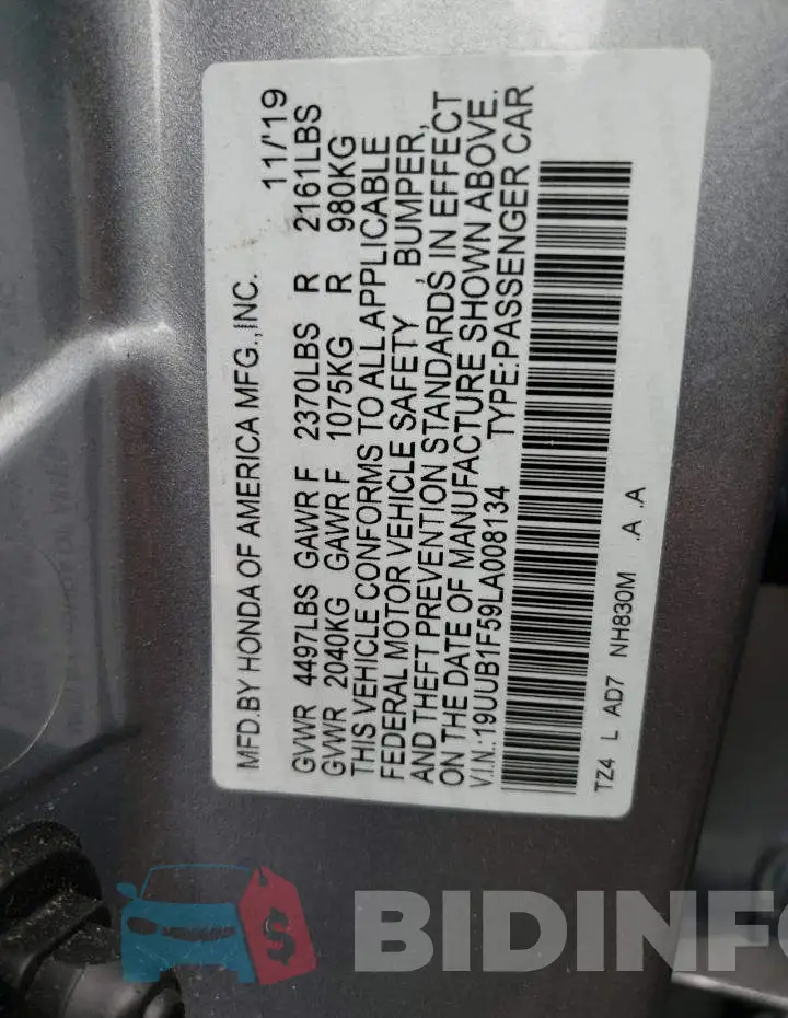 19UUB1F59LA008134 Photo# 10