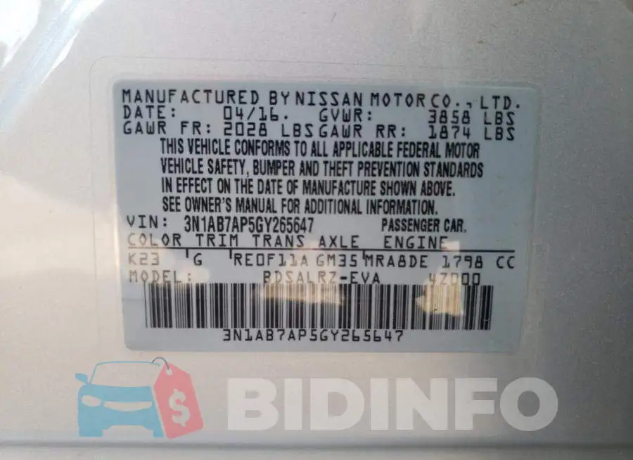 3N1AB7AP5GY265647 Photo# 10