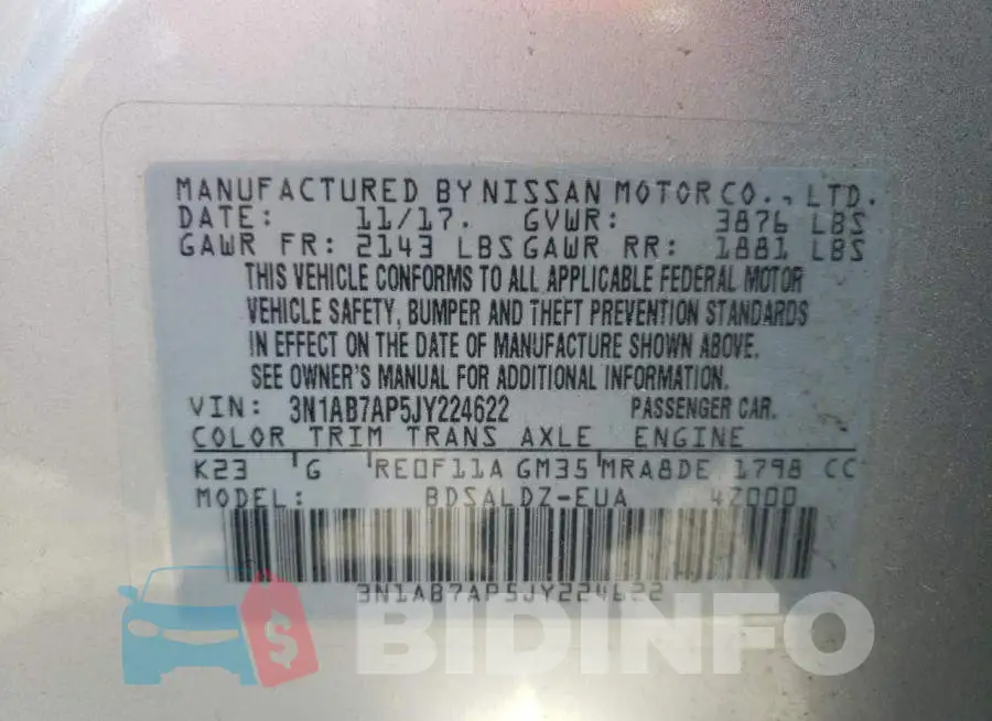 3N1AB7AP5JY224622 Photo# 10