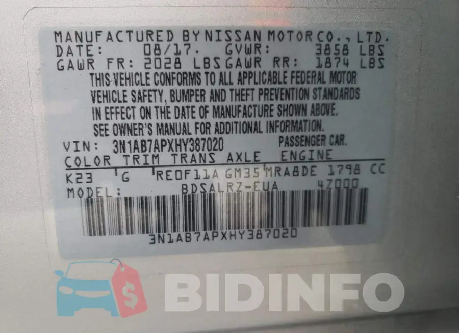 3N1AB7APXHY387020 Photo# 10