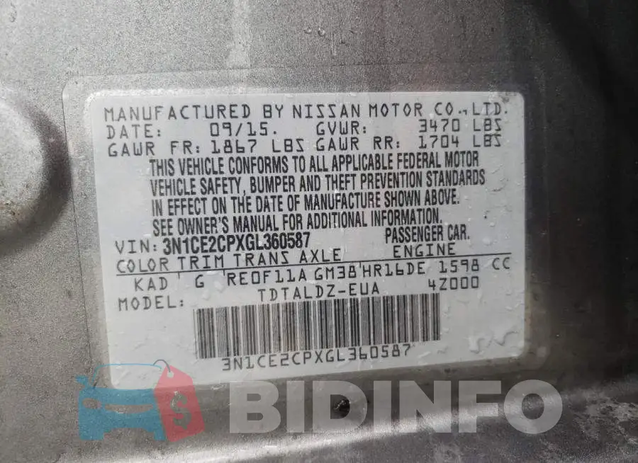 3N1CE2CPXGL360587 Photo# 10