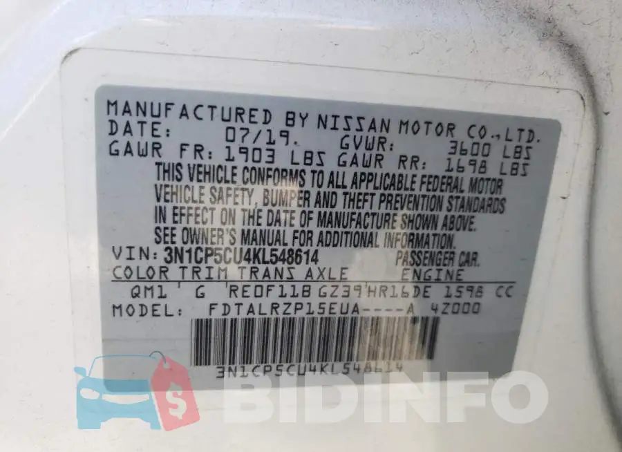 3N1CP5CU4KL548614 Photo# 10