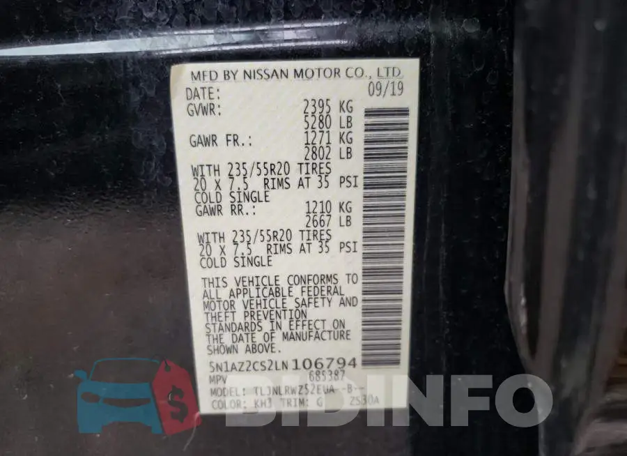 5N1AZ2CS2LN106794 Photo# 10