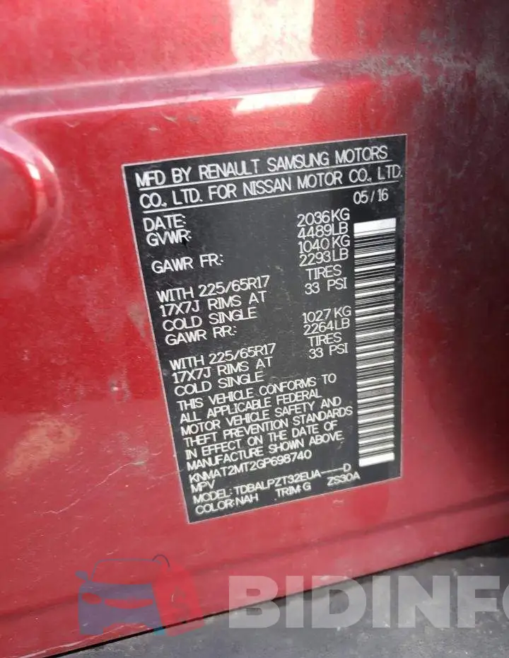 KNMAT2MT2GP698740 Photo# 10