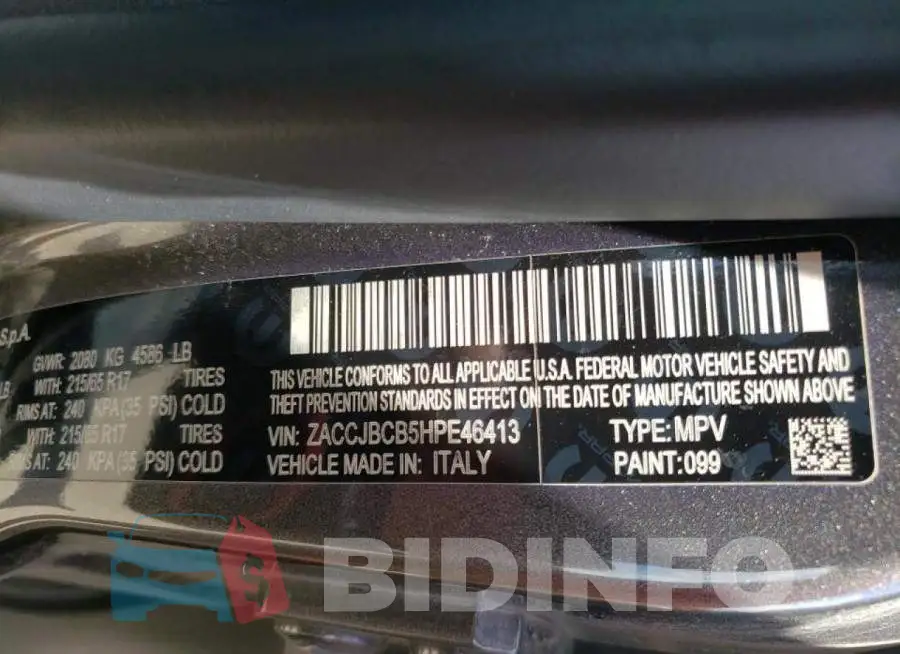 ZACCJBCB5HPE46413 Photo# 10