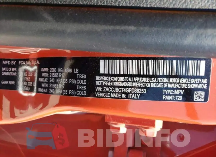 ZACCJBCT4GPD88253 Photo# 10