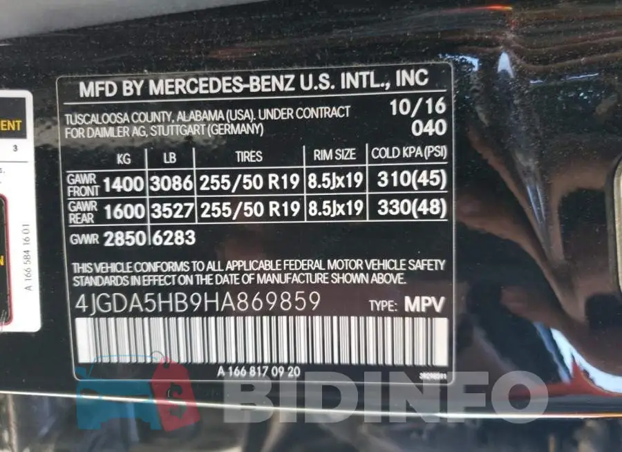4JGDA5HB9HA869859 Photo# 10