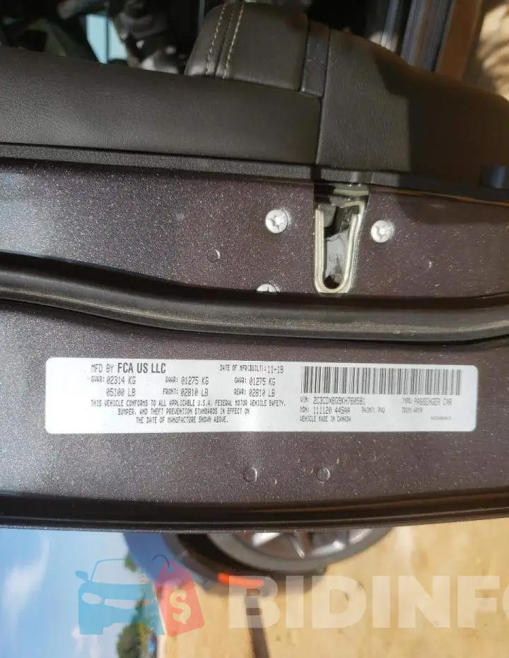2C3CDXBG9KH760581 Photo# 10