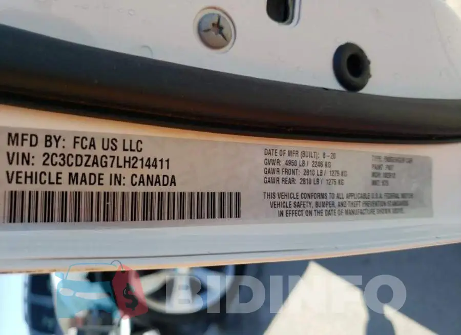 2C3CDZAG7LH214411 Photo# 10