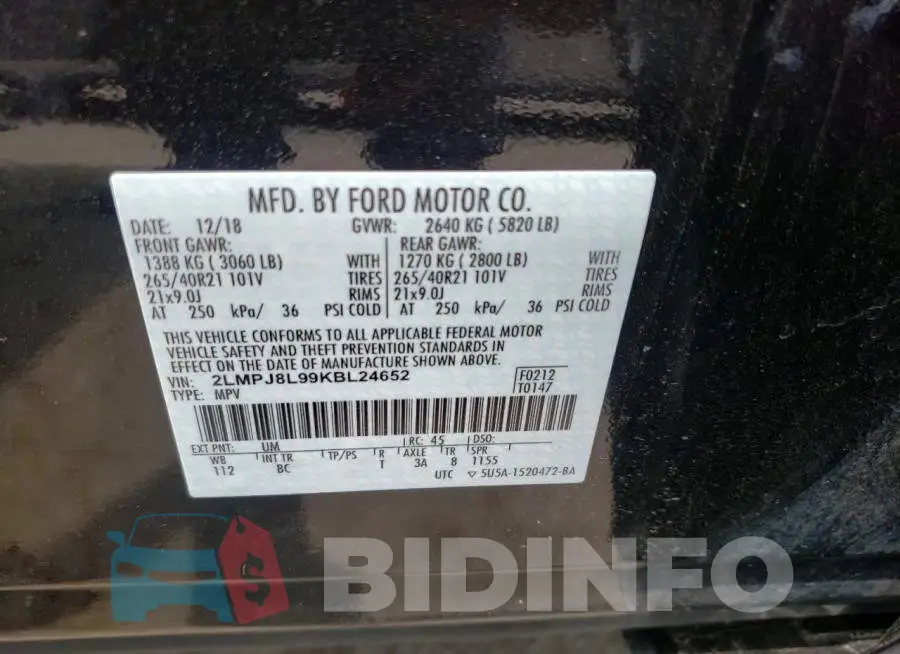 2LMPJ8L99KBL24652 Photo# 10