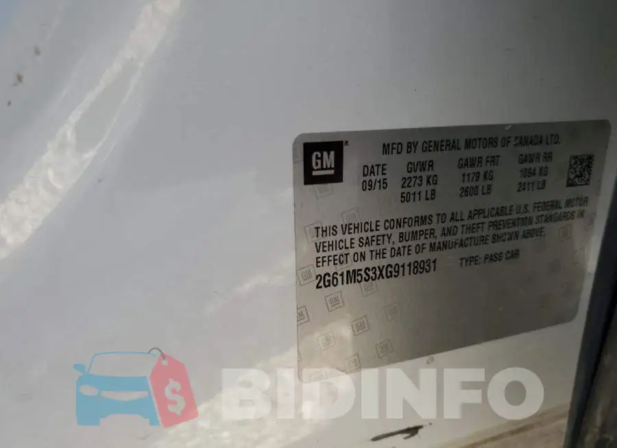 2G61M5S3XG9118931 Photo# 10