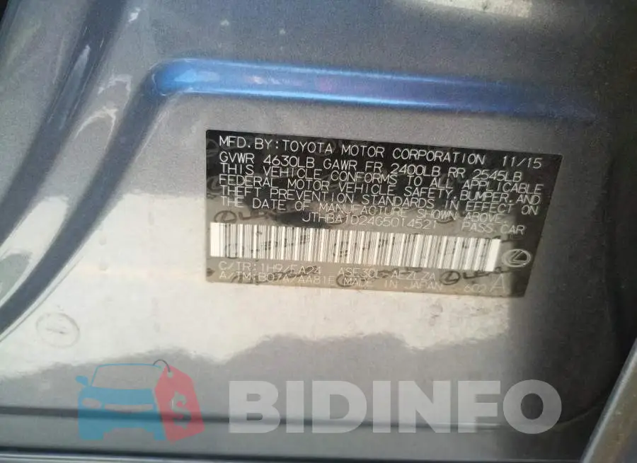 JTHBA1D24G5014521 Photo# 10