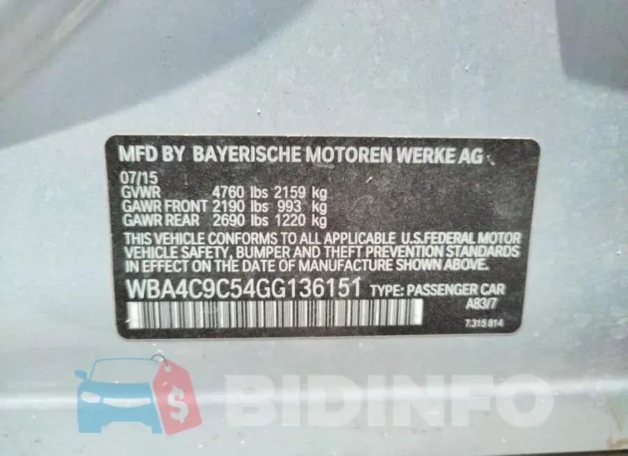 WBA4C9C54GG136151 Photo# 10