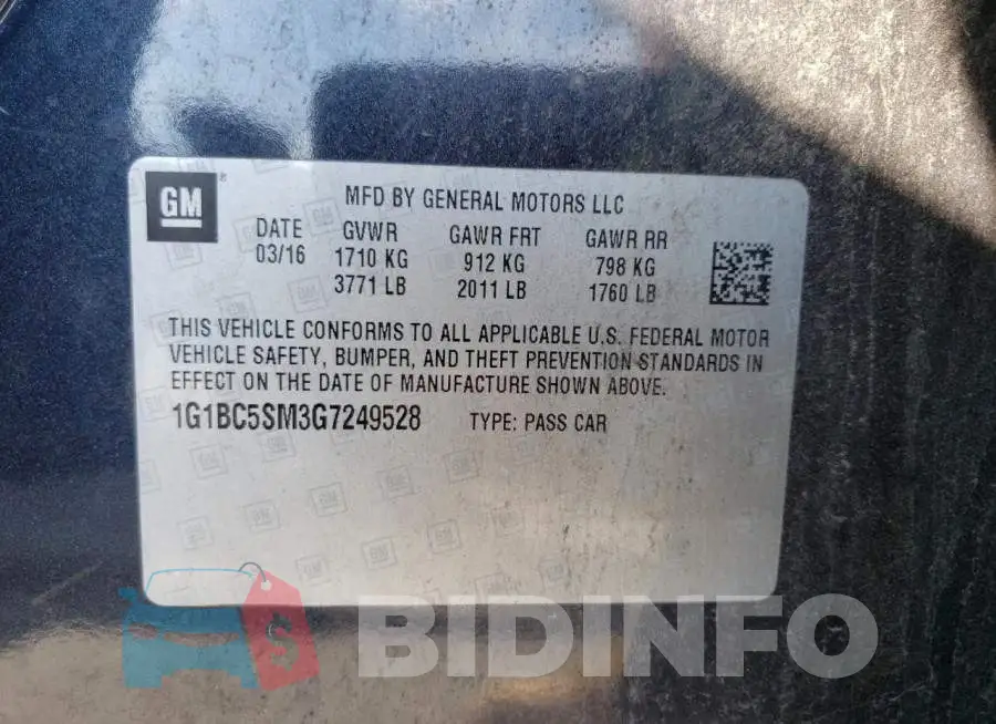 1G1BC5SM3G7249528 Photo# 10