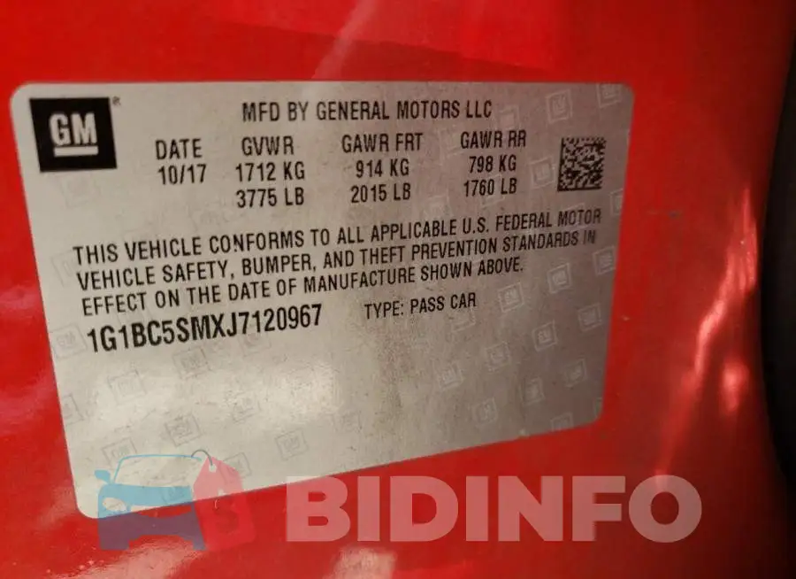 1G1BC5SMXJ7120967 Photo# 10