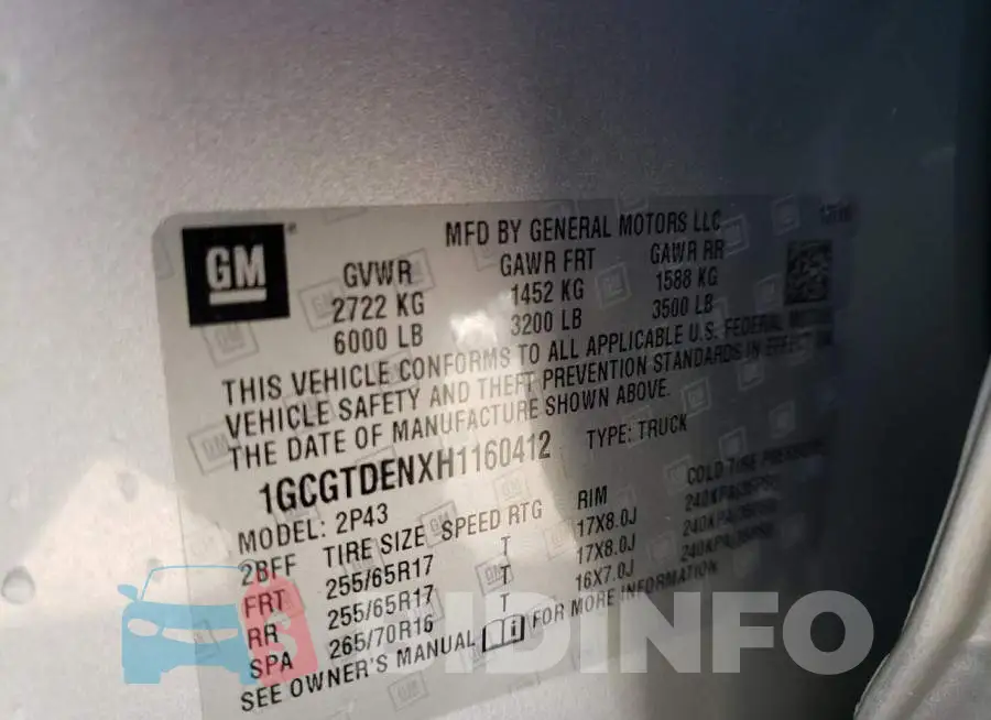1GCGTDENXH1160412 Photo# 10