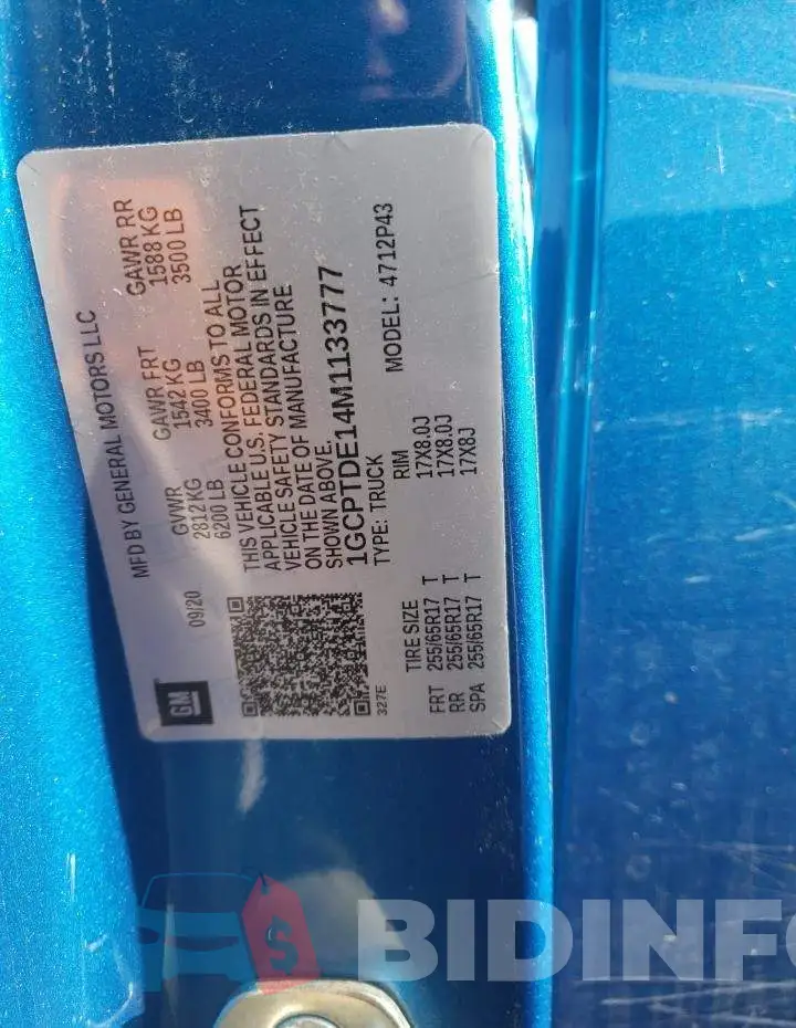 1GCPTDE14M1133777 Photo# 10