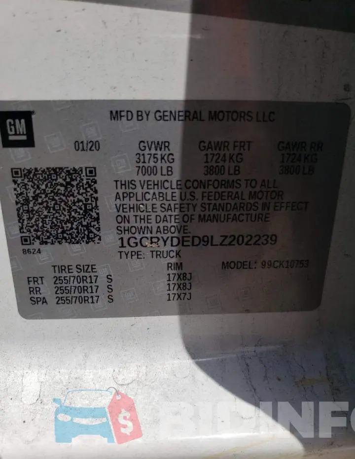 1GCRYDED9LZ202239 Photo# 10