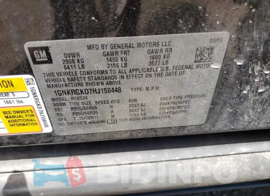 1GNKRGKD7HJ150448 Photo# 10