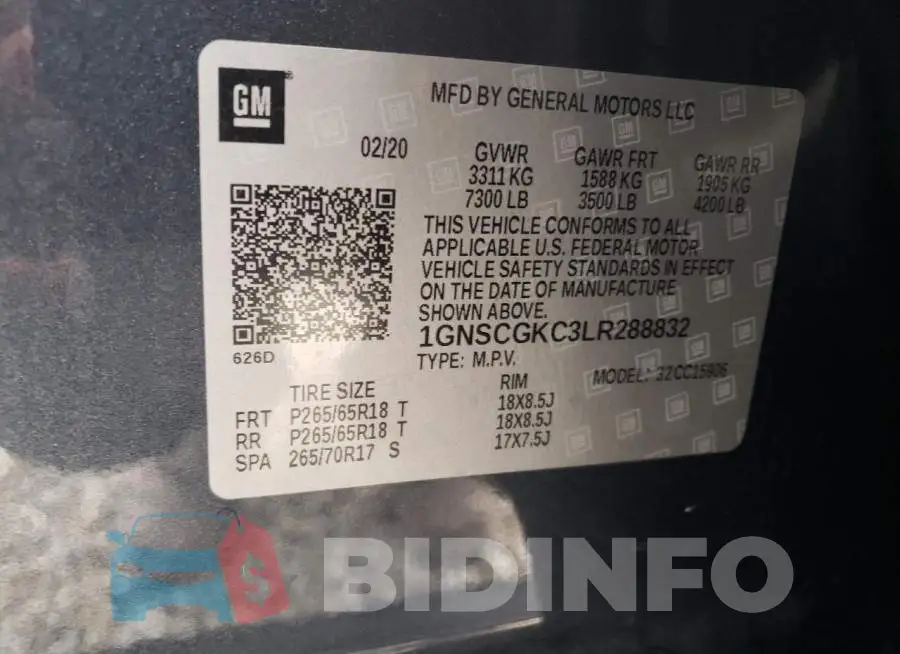 1GNSCGKC3LR288832 Photo# 10