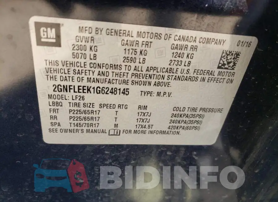 2GNFLEEK1G6248145 Photo# 10