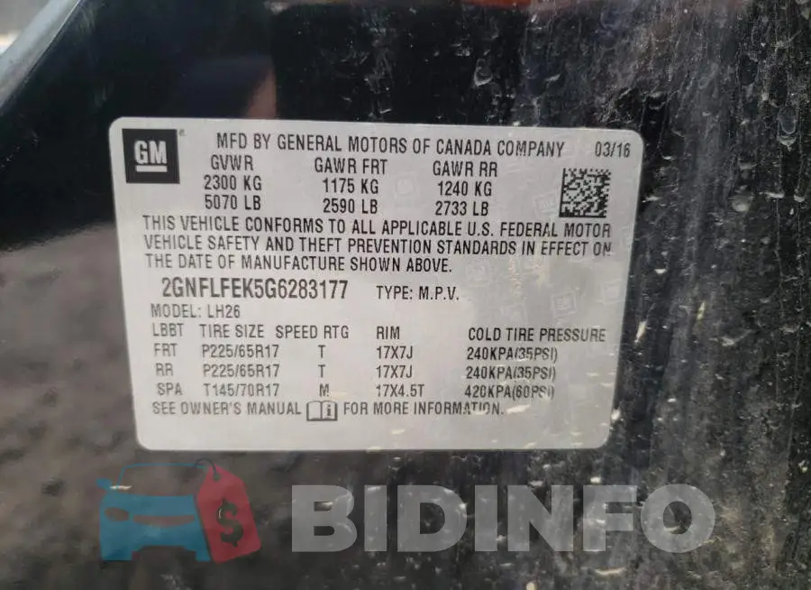 2GNFLFEK5G6283177 Photo# 10