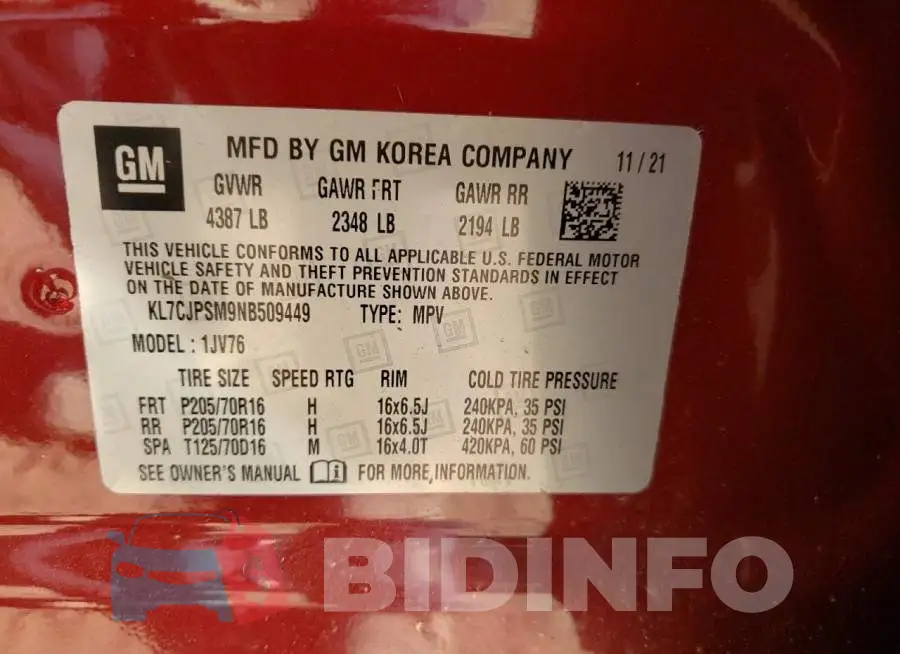 KL7CJPSM9NB509449 Photo# 10