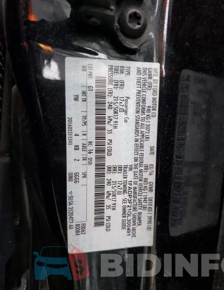 1FADP3F21GL300491 Photo# 10