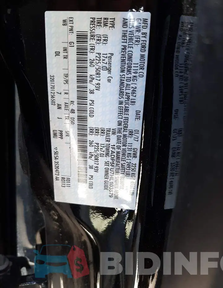 1FADP5FU7HL103579 Photo# 10