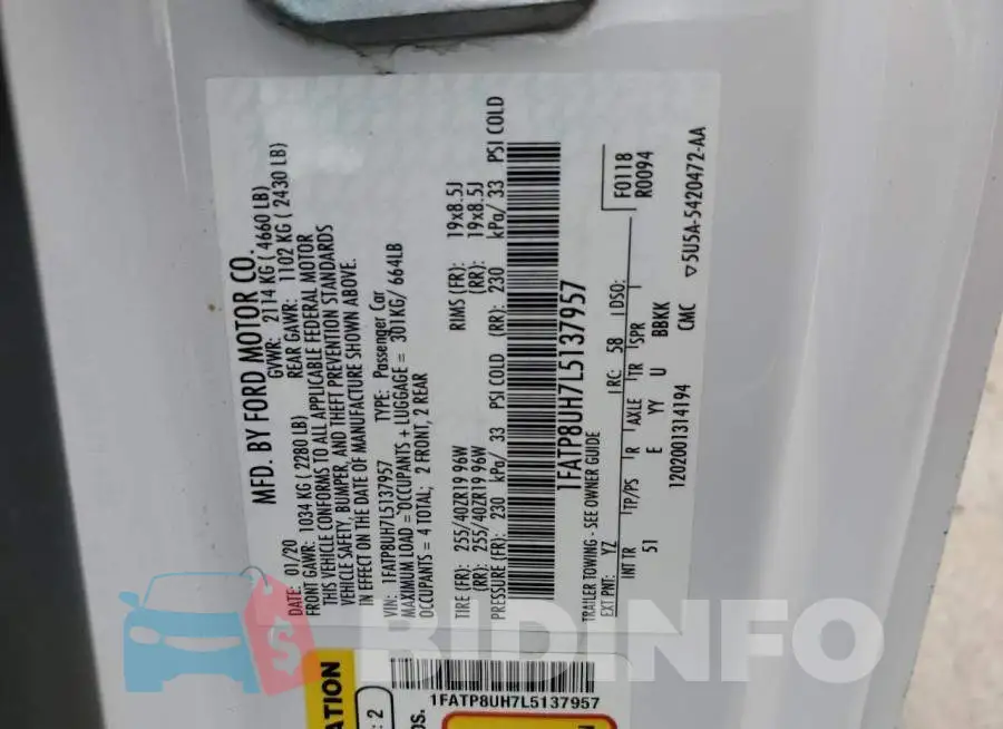 1FATP8UH7L5137957 Photo# 10