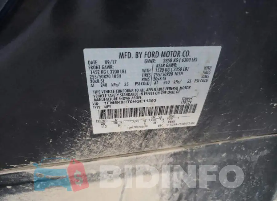 1FM5K8HT0HGE11393 Photo# 10