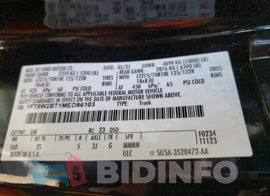 1FT8W2BT1MED86103 Photo# 10