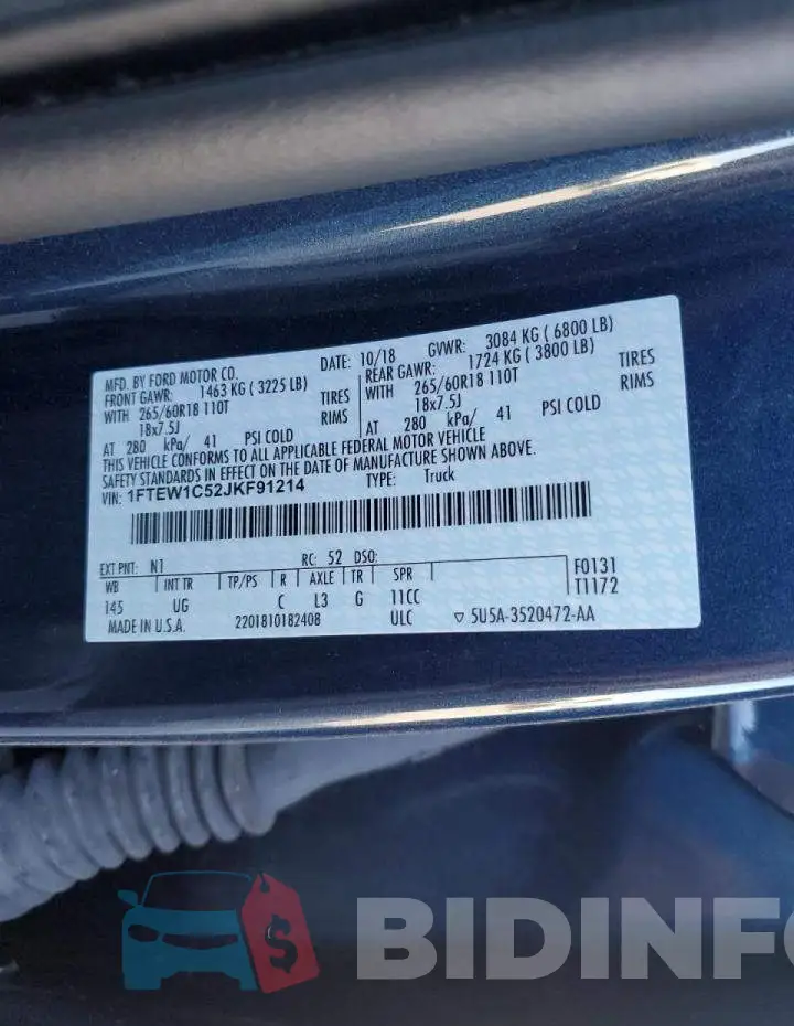 1FTEW1C52JKF91214 Photo# 10